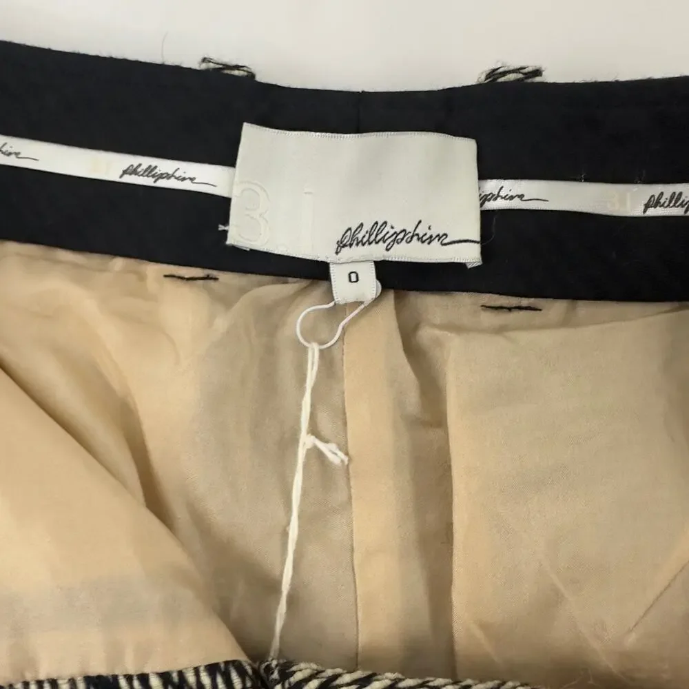3.1 Phillip Lim Cuffed Flat‎ Front black and beige trouser